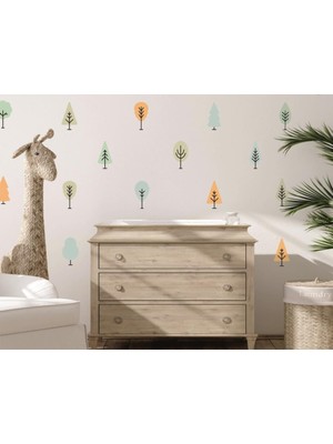 Lizpo Decor Iskandinav Fidanlık Ağacı Duvar Sticker  Fidanlık Boho  Duvar Çıkartmaları 70 Adet