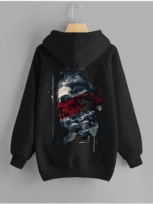 Daxia Unisex Zeus Baskılı Oversize Kapüşonlu Sweatshirt