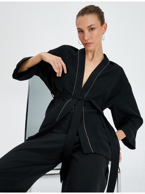 Koton Kimono Kuşaklı Işıltılı Şerit Detaylı