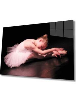 Kırmızı Ayı Balerin Cam Tablo