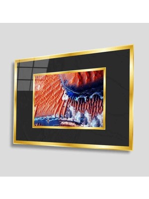 Kırmızı Ayı Soyut Cam Tablo