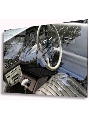 Kırmızı Ayı Araba Cam Tablo