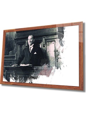 Kırmızı Ayı Atatürk Cam Tablo