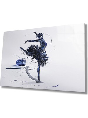 Kırmızı Ayı Balerin Cam Tablo