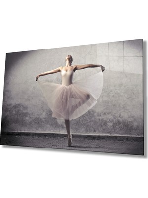 Kırmızı Ayı Balerin Cam Tablo