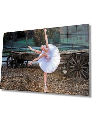 Kırmızı Ayı Balerin Cam Tablo