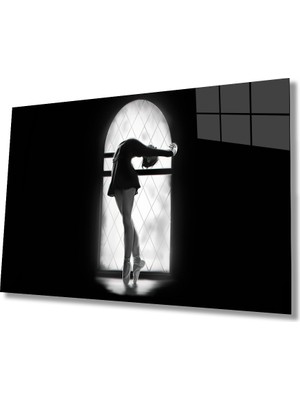 Kırmızı Ayı Balerin Cam Tablo