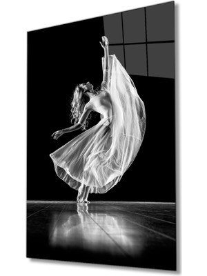 Kırmızı Ayı Balerin Cam Tablo