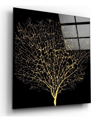 Kırmızı Ayı Ağaç Cam Tablo