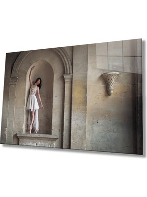 Kırmızı Ayı Balerin Cam Tablo