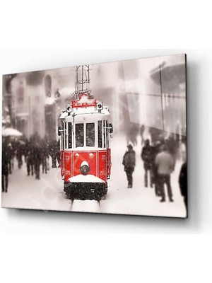 Kırmızı Ayı Istanbul Cam Tablo
