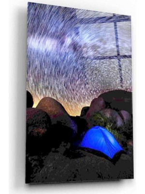 Kırmızı Ayı Gökyüzü Cam Tablo