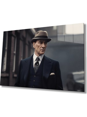 Kırmızı Ayı Yapay Zeka 23 Nisan Atatürk Portresi Sevgililer Günü Cam Tablo Ev ve Ofis Duvar Dekoru