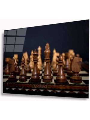 Kırmızı Ayı Satranç Cam Tablo