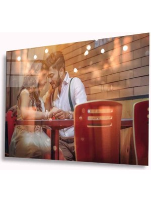Kırmızı Ayı Sevgililer Cam Tablo