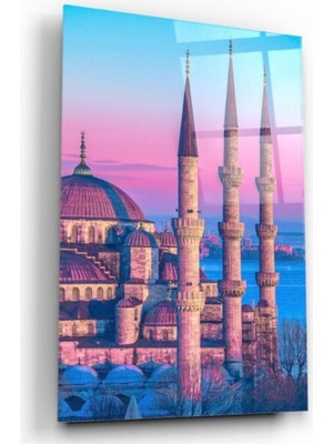 Kırmızı Ayı Ramazan Ayı Cami Sevgililer Günü Cam Tablo
