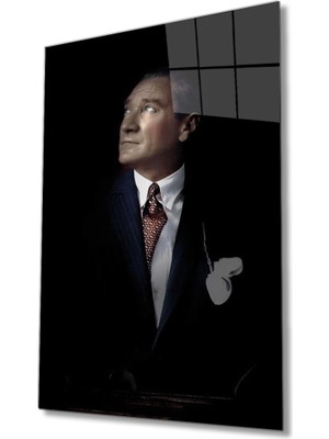 Kırmızı Ayı Atatürk Cam Tablo