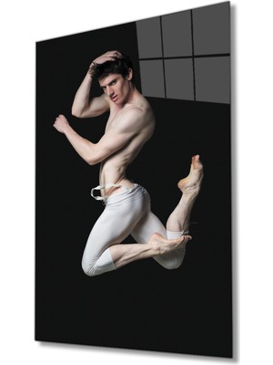 Kırmızı Ayı Balerin Cam Tablo