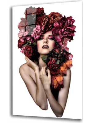 Kırmızı Ayı Kadınlar Cam Tablo