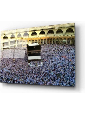 Kırmızı Ayı Kabe Cam Tablo