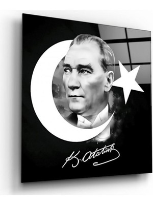 Kırmızı Ayı Atatürk Cam Tablo
