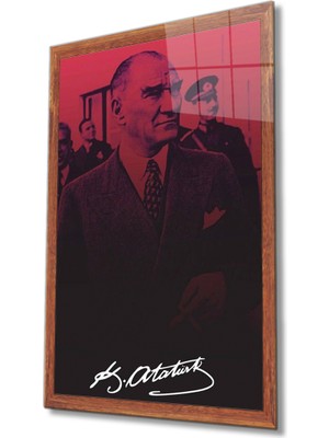 Kırmızı Ayı Atatürk Cam Tablo