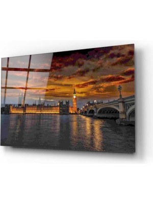 Kırmızı Ayı Şehir Cam Tablo