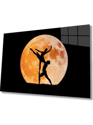 Kırmızı Ayı Balerin Cam Tablo