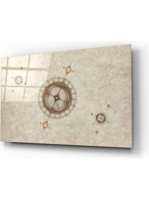 Kırmızı Ayı Pusula Cam Tablo