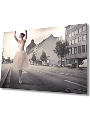 Kırmızı Ayı Balerin Cam Tablo