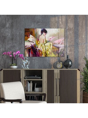 Decovetro Cam Tablo Yağlı Boya Kadın Renkli 70X100 cm