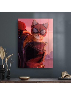 Decovetro Cam Tablo Örümcek Adam Kedi 50X70 cm