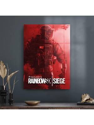 Decovetro Cam Tablo Kırmızı Rainbowsix Siege 30X40 cm