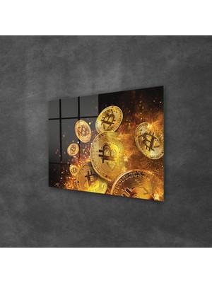 Decovetro Cam Tablo Bitcoin Gold Desenli 50X70 cm