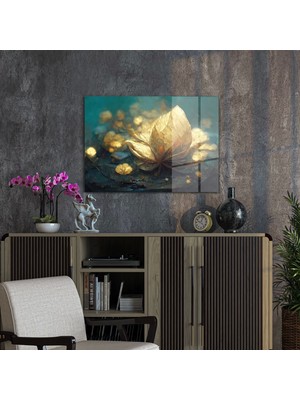 Decovetro Cam Tablo Gold Lily Desenli 50X70 cm