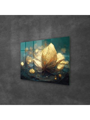 Decovetro Cam Tablo Gold Lily Desenli 50X70 cm