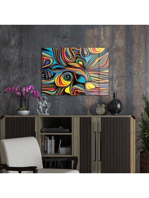 Decovetro Cam Tablo Soyut Renkli Dalgalı Backround 30X40 cm