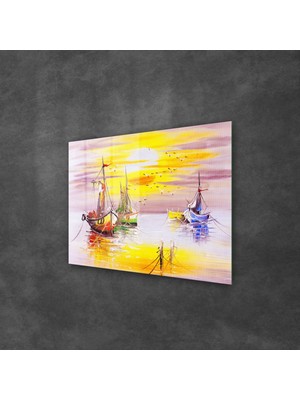 Decovetro Cam Tablo Yağlı Boya Kayık Limanı 30X40 cm