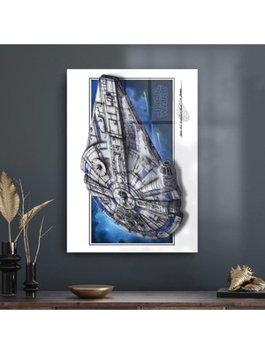 Decovetro Cam Tablo Star Wars Millennium Falcon Poster 30X40 cm