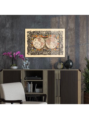 Decovetro World Map Old Style Cam Tablo 30X40 cm