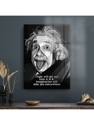 Decovetro Cam Tablo Albert Einstein Funny 70X100 cm