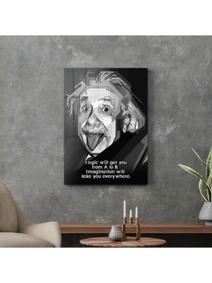 Decovetro Cam Tablo Albert Einstein Funny 70X100 cm