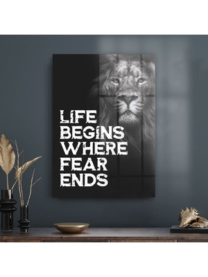 Decovetro Cam Tablo Fear Ends Motivational 70X100 cm