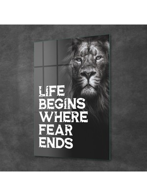 Decovetro Cam Tablo Fear Ends Motivational 70X100 cm