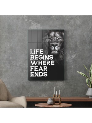 Decovetro Cam Tablo Fear Ends Motivational 70X100 cm