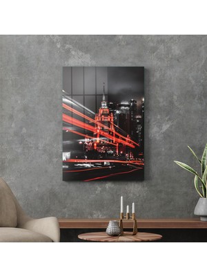 Decovetro Cam Tablo Neon Şehir Manzarası 70X100 cm