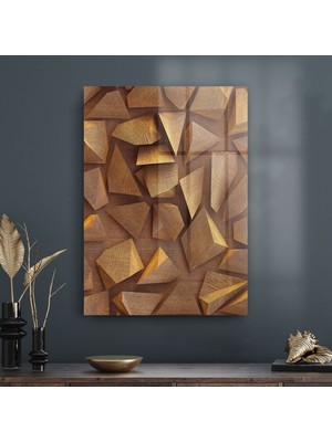 Decovetro Cam Tablo Geometrik Ahşap Desenli 70X100 cm