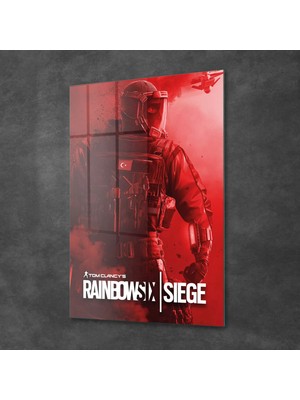 Decovetro Cam Tablo Kırmızı Rainbowsix Siege 70X100 cm