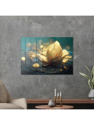 Decovetro Cam Tablo Gold Lily Desenli 70X100 cm