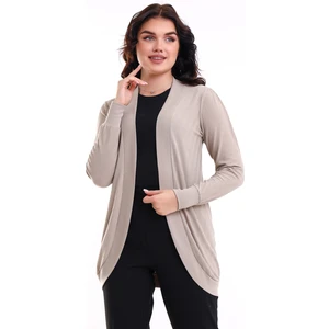 Bumpe Kadın Vizon Uzun Kollu Oval Etek Örme Jakarlı Esnek Penye Hırka & Kaftan & Hicab & Tesettür Hırka